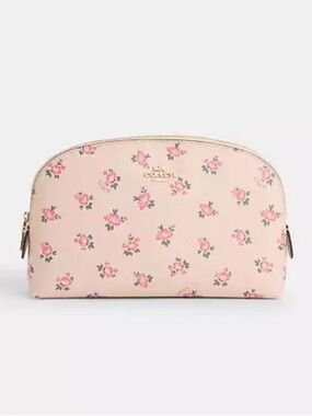 Coach Pale Pink Floral Zip Cosmetic Case